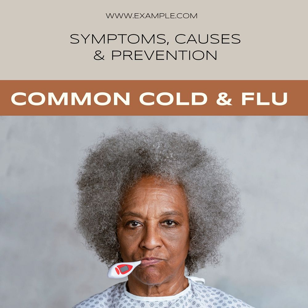 Common cold & flu Instagram post template, editable text