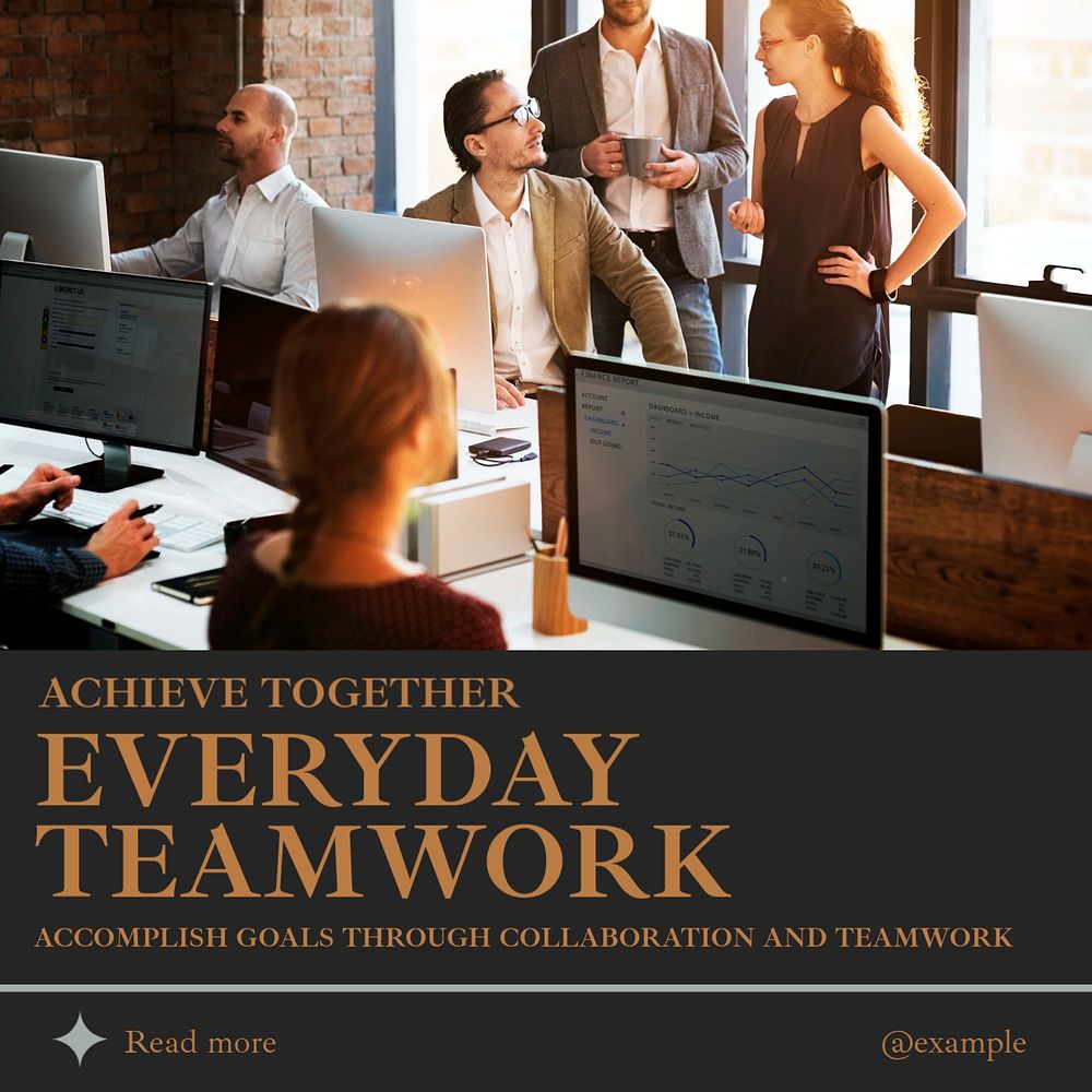 Teamwork Instagram post template, editable text