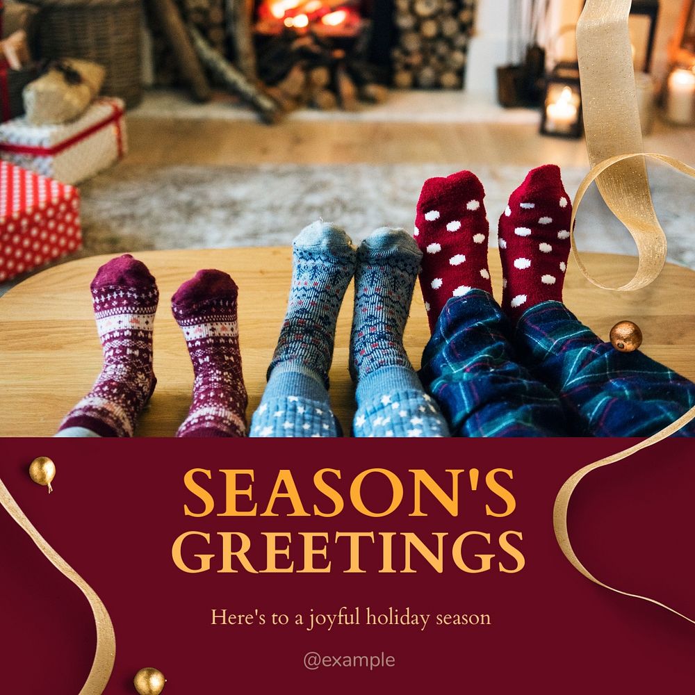 Season's greetings Instagram post template, editable text