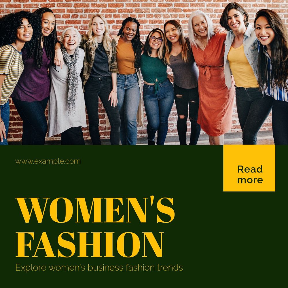 Women's business fashion Instagram post template, editable text