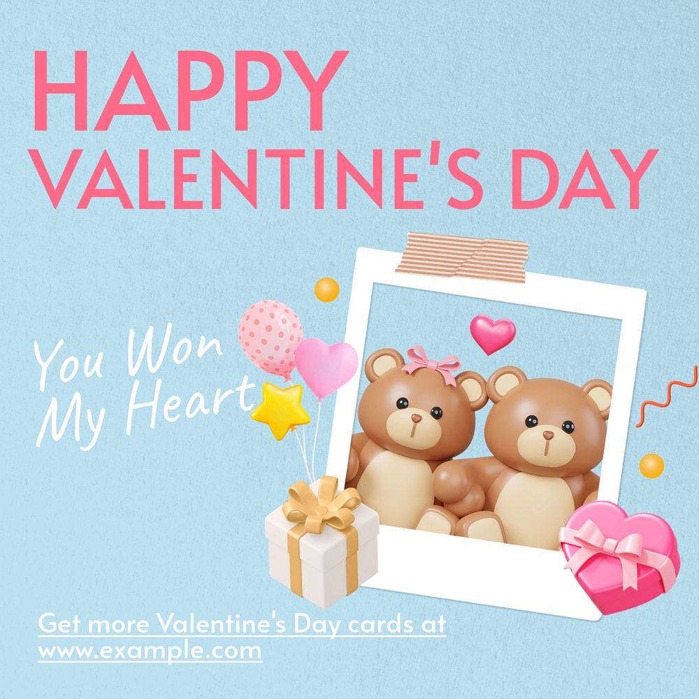 Valentine’s day Instagram post template, editable text