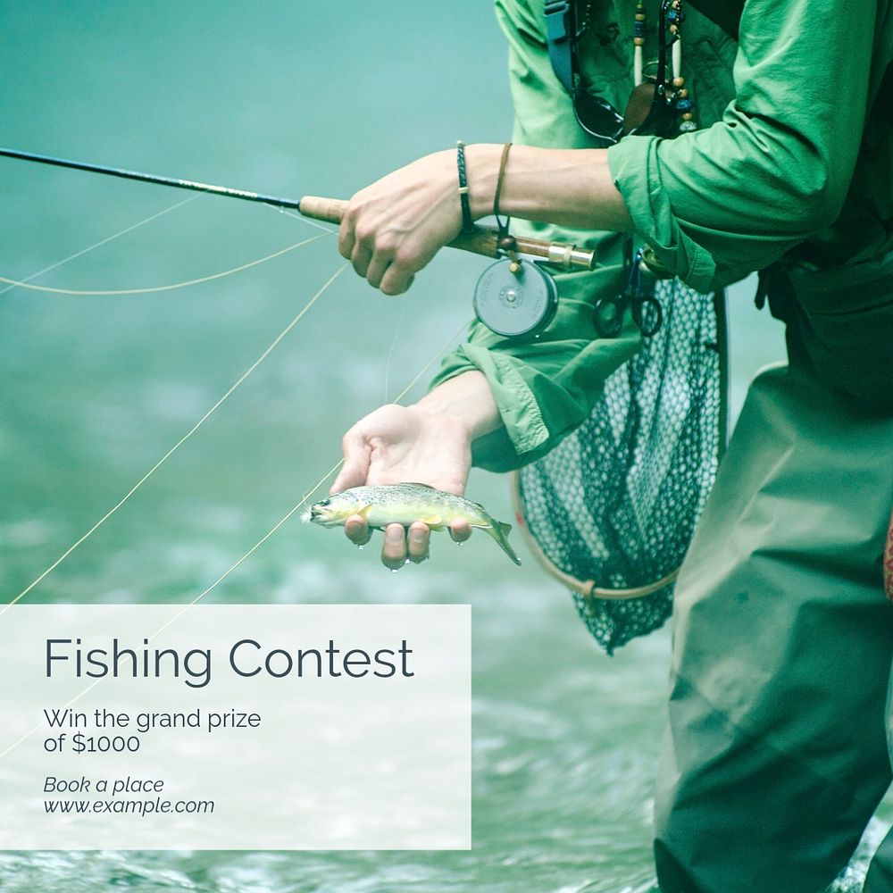 Sustainable fishing Instagram post template, editable text