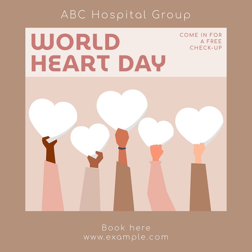 World heart day Instagram post template, editable text