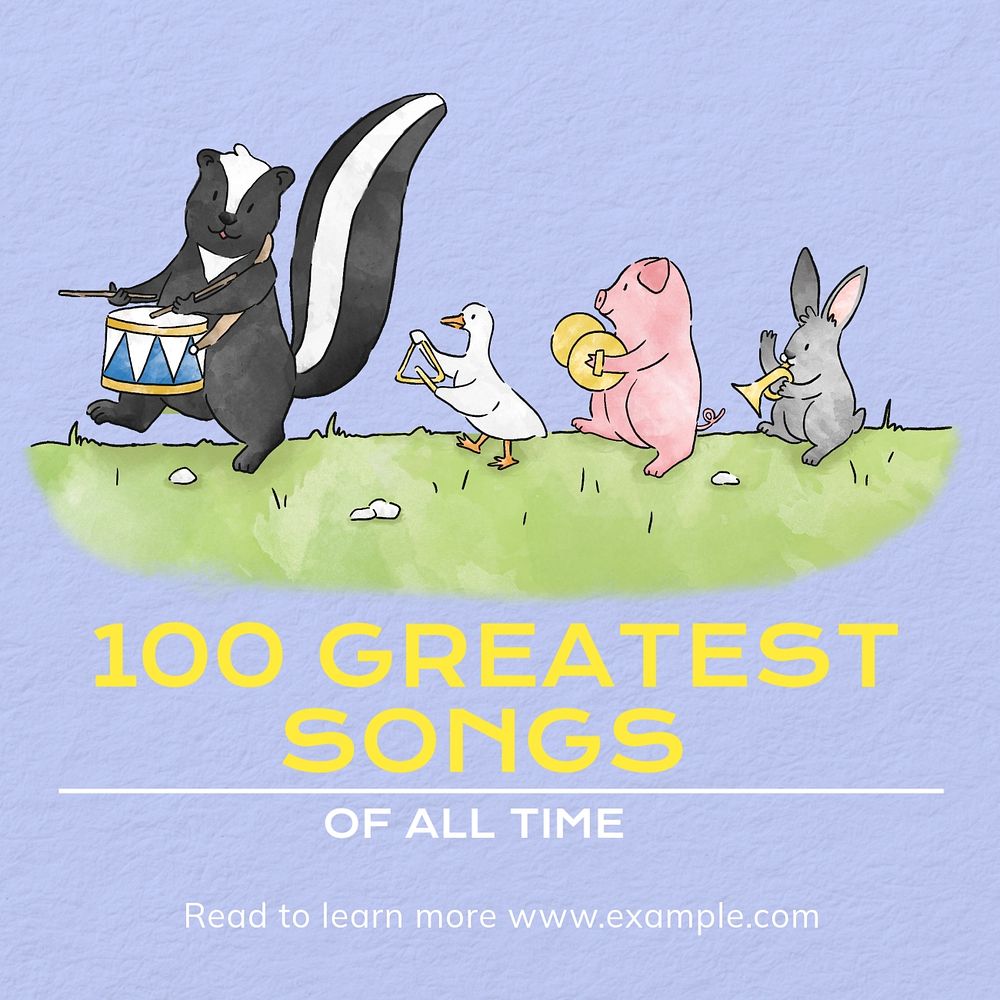 Greatest songs Instagram post template, editable text