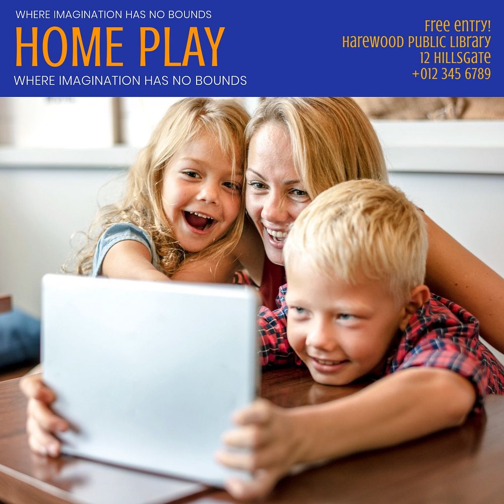 Home play Instagram post template, editable text