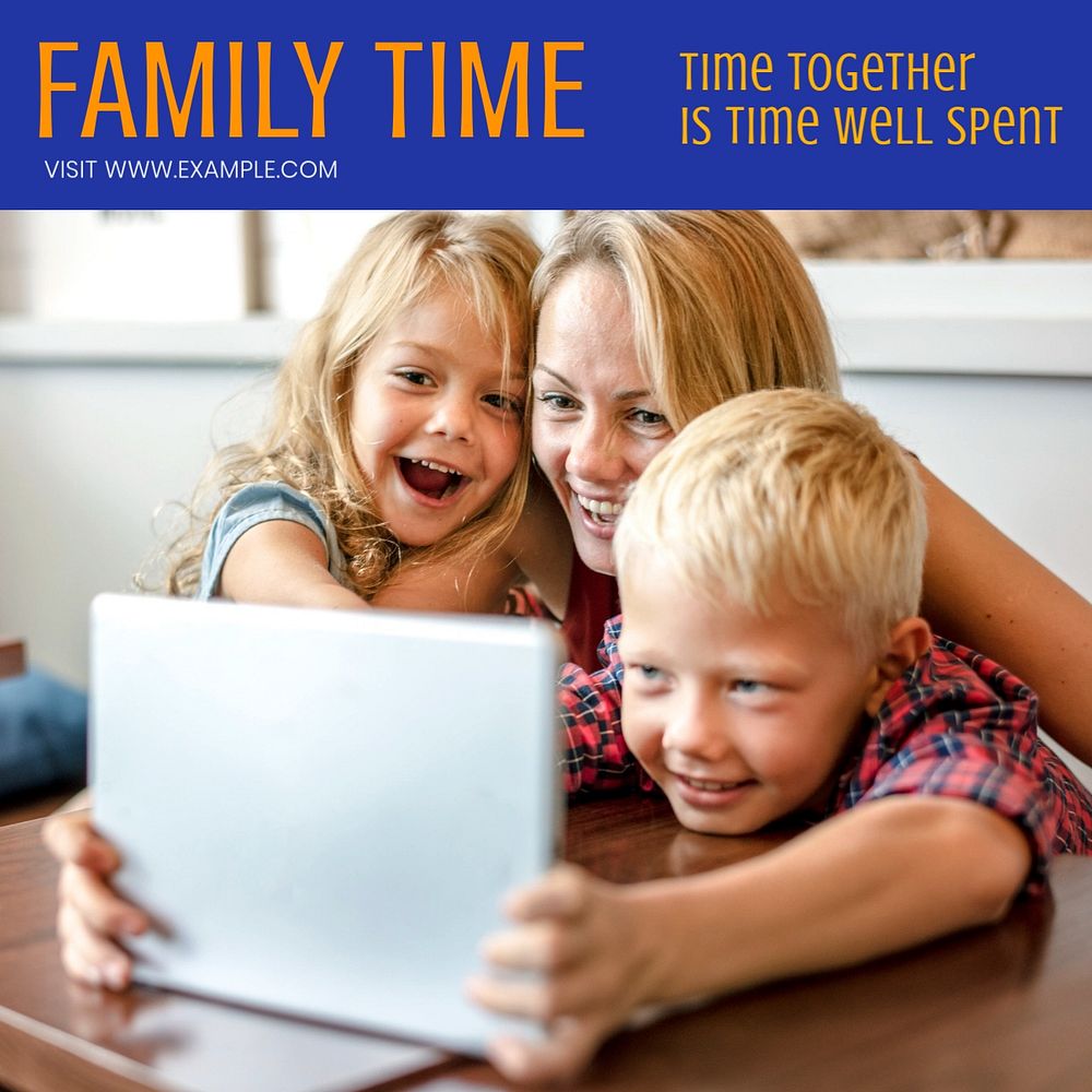 Family time Instagram post template, editable text