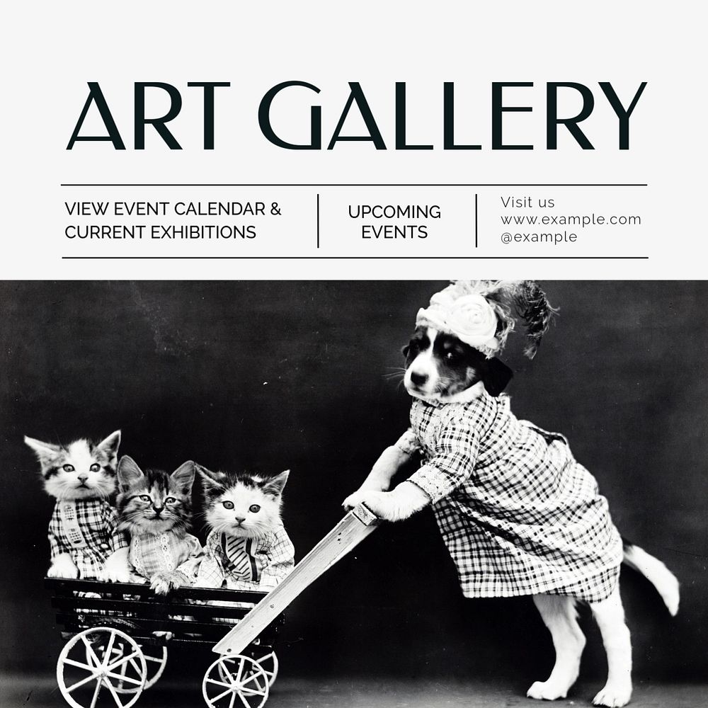 Art gallery events Instagram post template, editable text