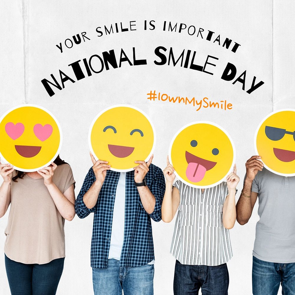 Smile day Instagram post template, editable text