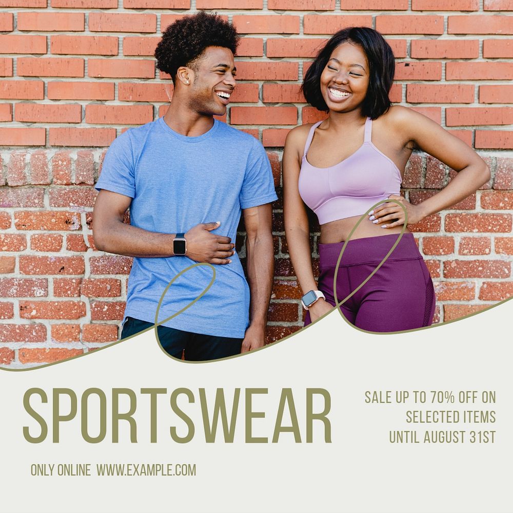 Sportswear sale Instagram post template, editable text