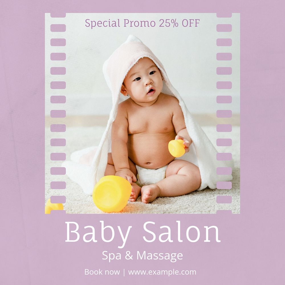 Baby salon Instagram post template, editable text