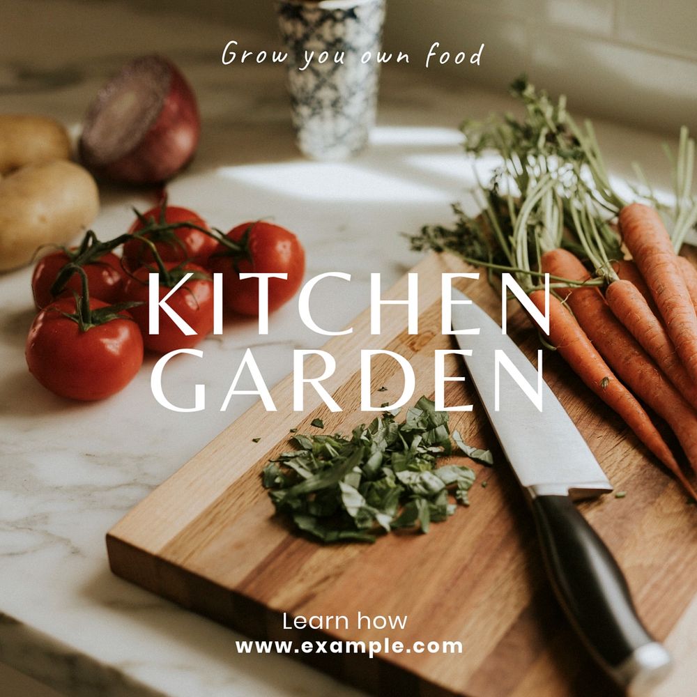 Kitchen garden Instagram post template, editable text