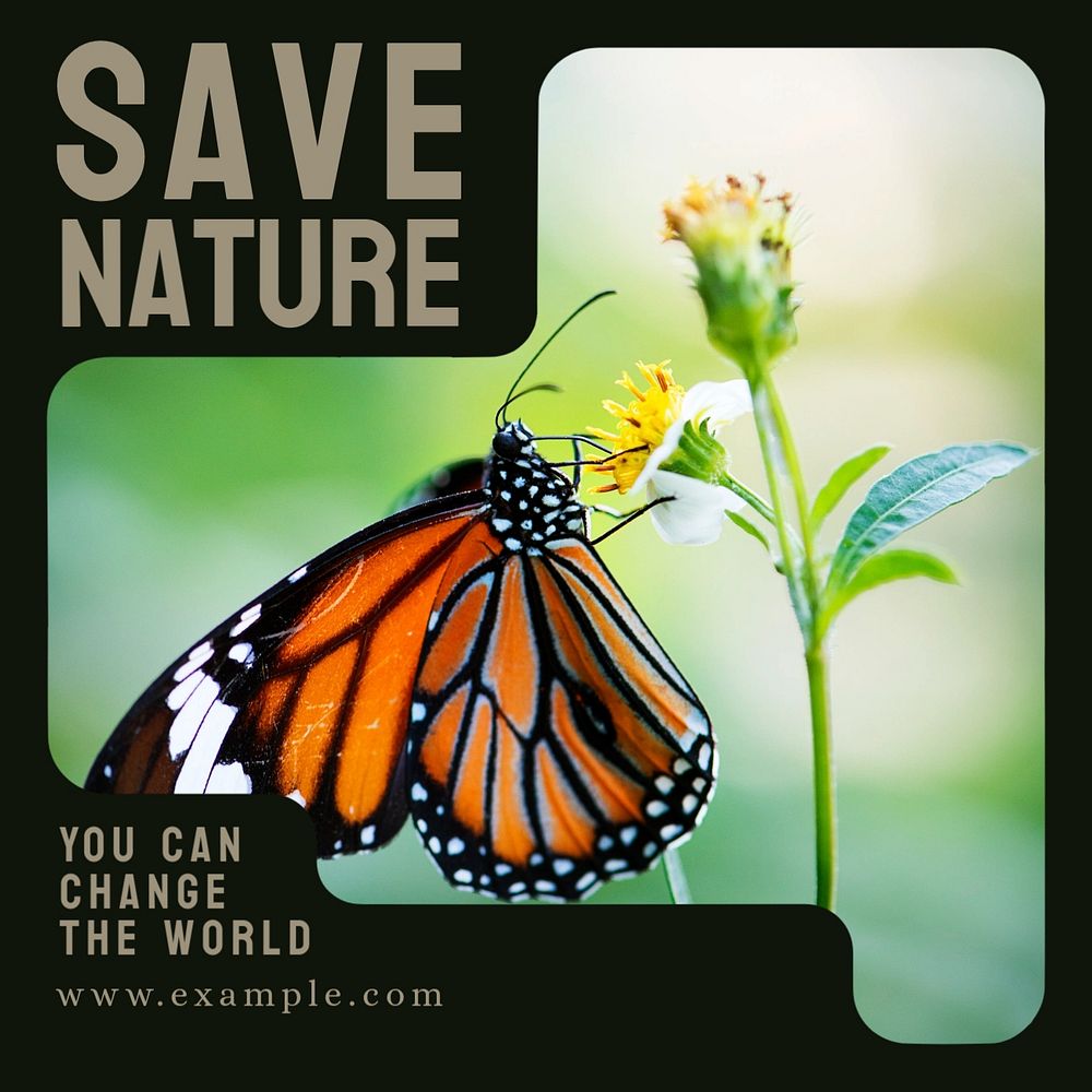 Save nature Instagram post template, editable text