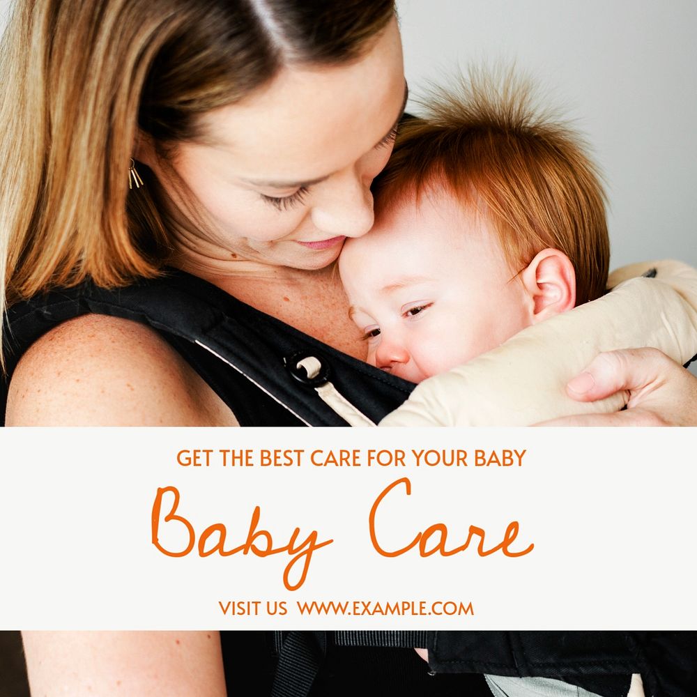 Baby care Instagram post template, editable text