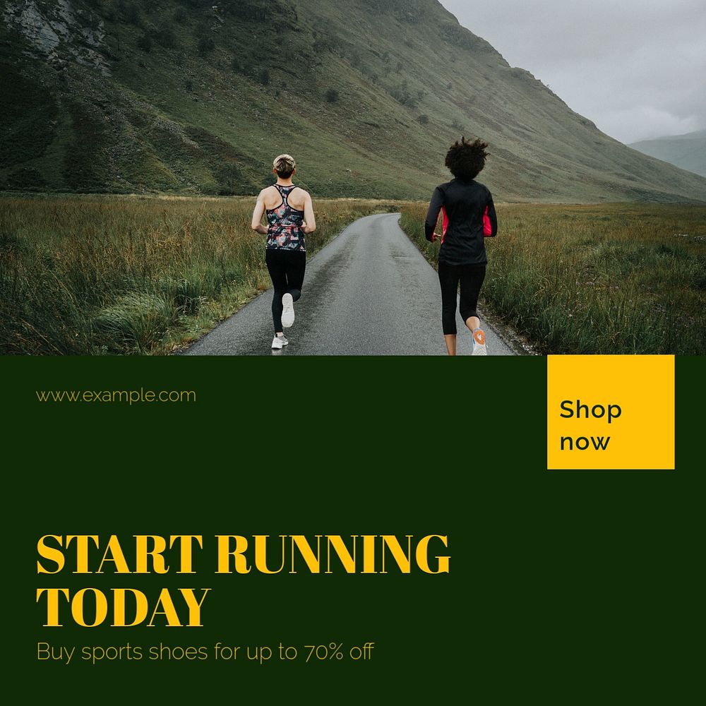 Start running today Instagram post template, editable text