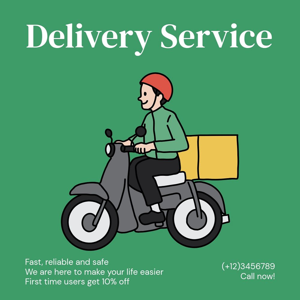 Delivery service Instagram post template, editable text