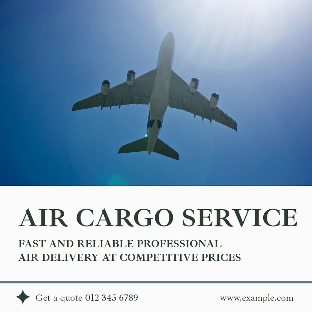 Air cargo service Instagram post template, editable text