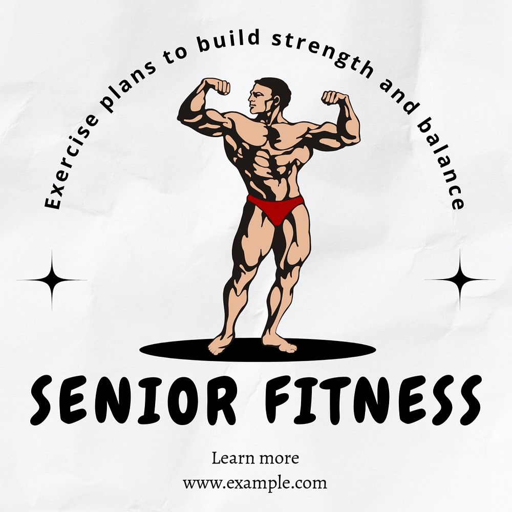 Senior fitness Instagram post template, editable text