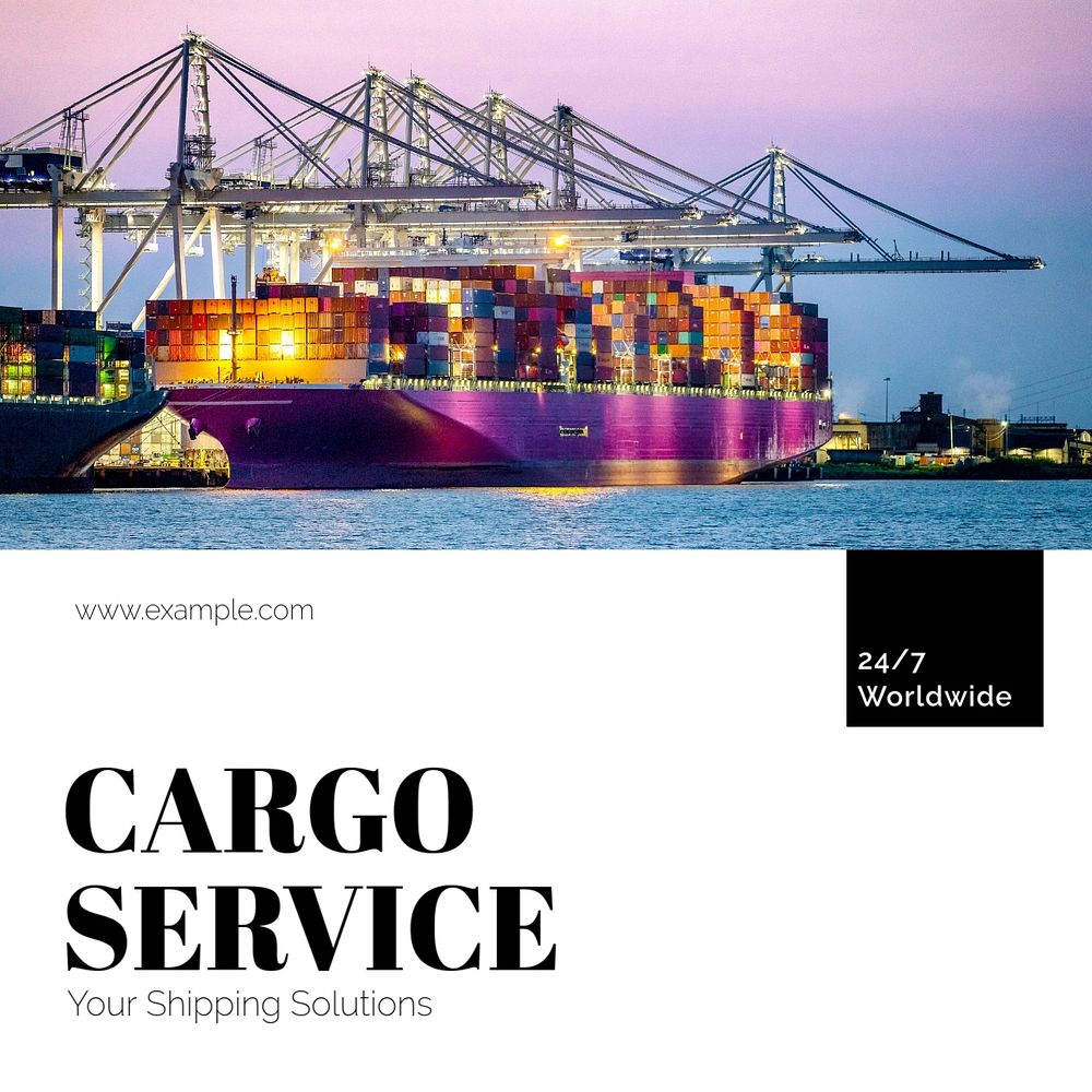 Cargo service Instagram post template, editable text