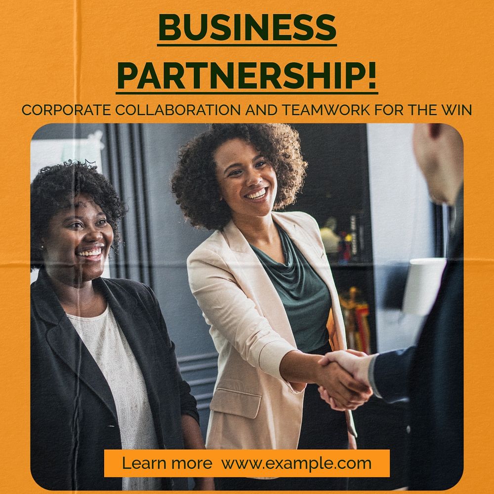 business partnership Instagram post template, editable text