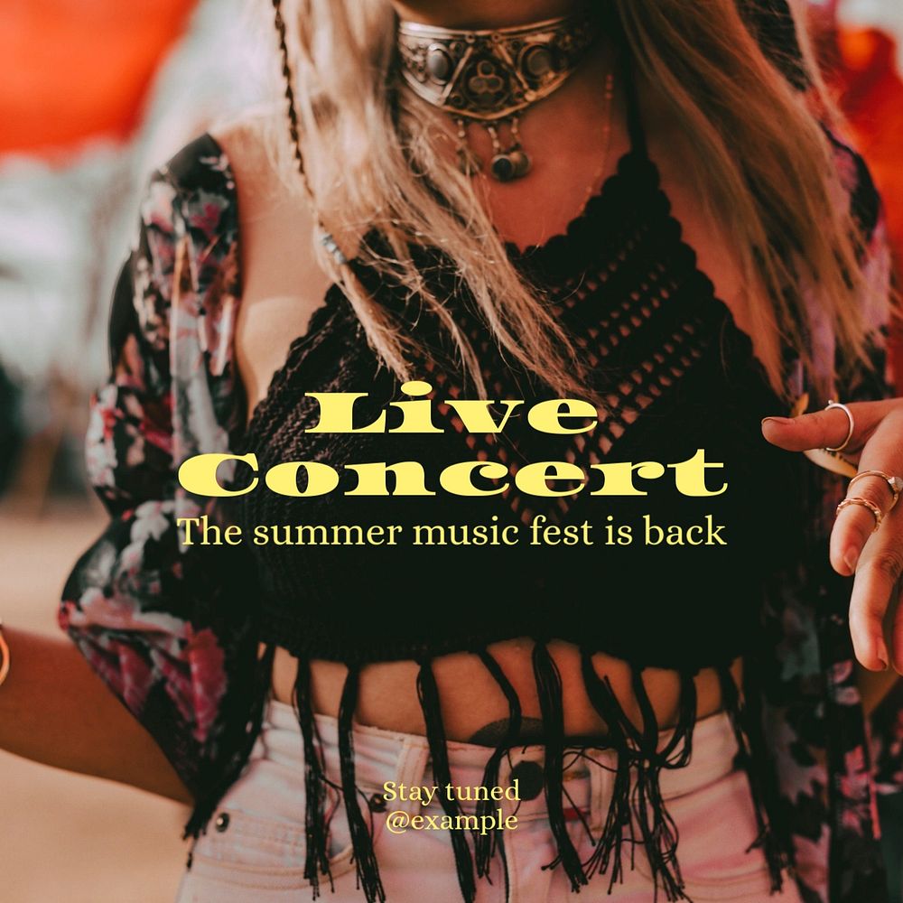 Live concert Instagram post template, editable text