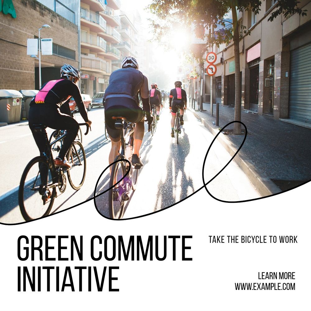 green commute initiative Instagram post template, editable text