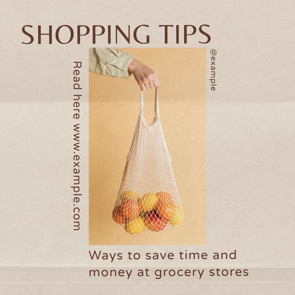 Shopping Tips Instagram post template, editable text