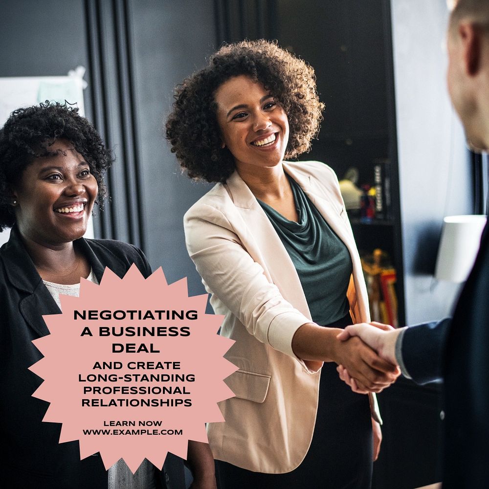 Negotiate business deal Instagram post template, editable text