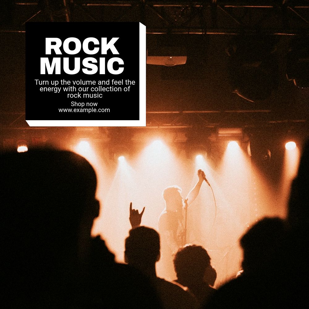 Rock music Instagram post template, editable text