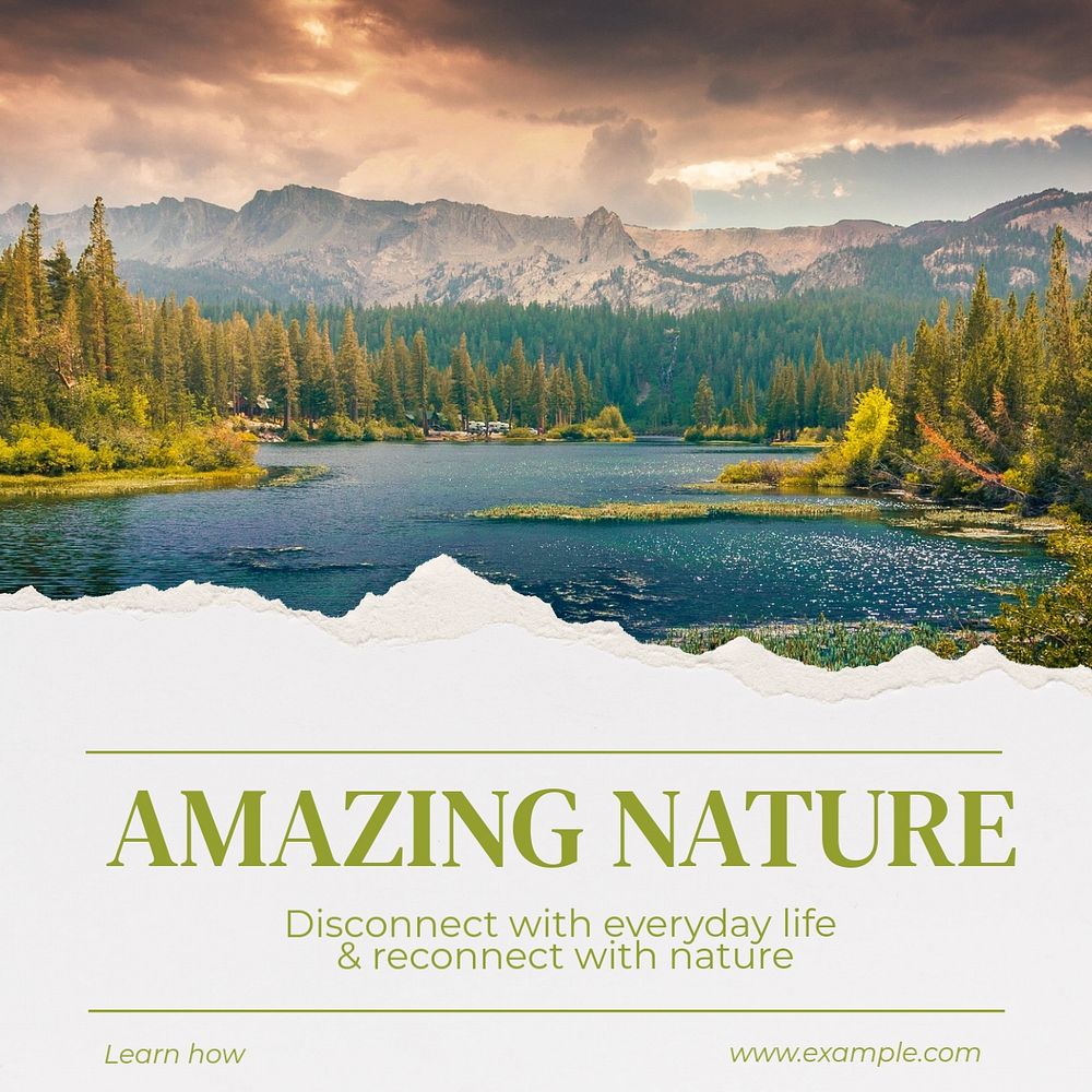 Amazing nature Instagram post template, editable text