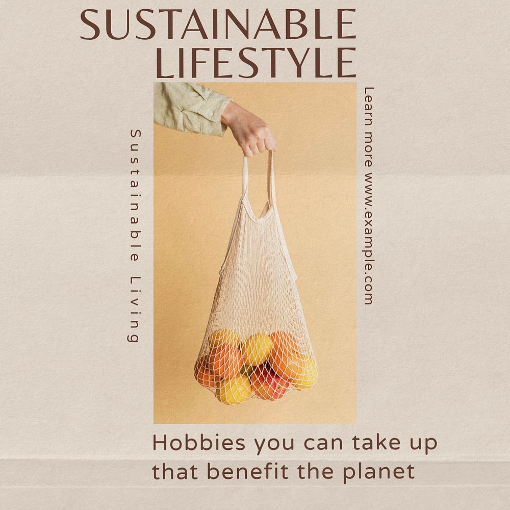 Sustainable lifestyle Instagram post template, editable text