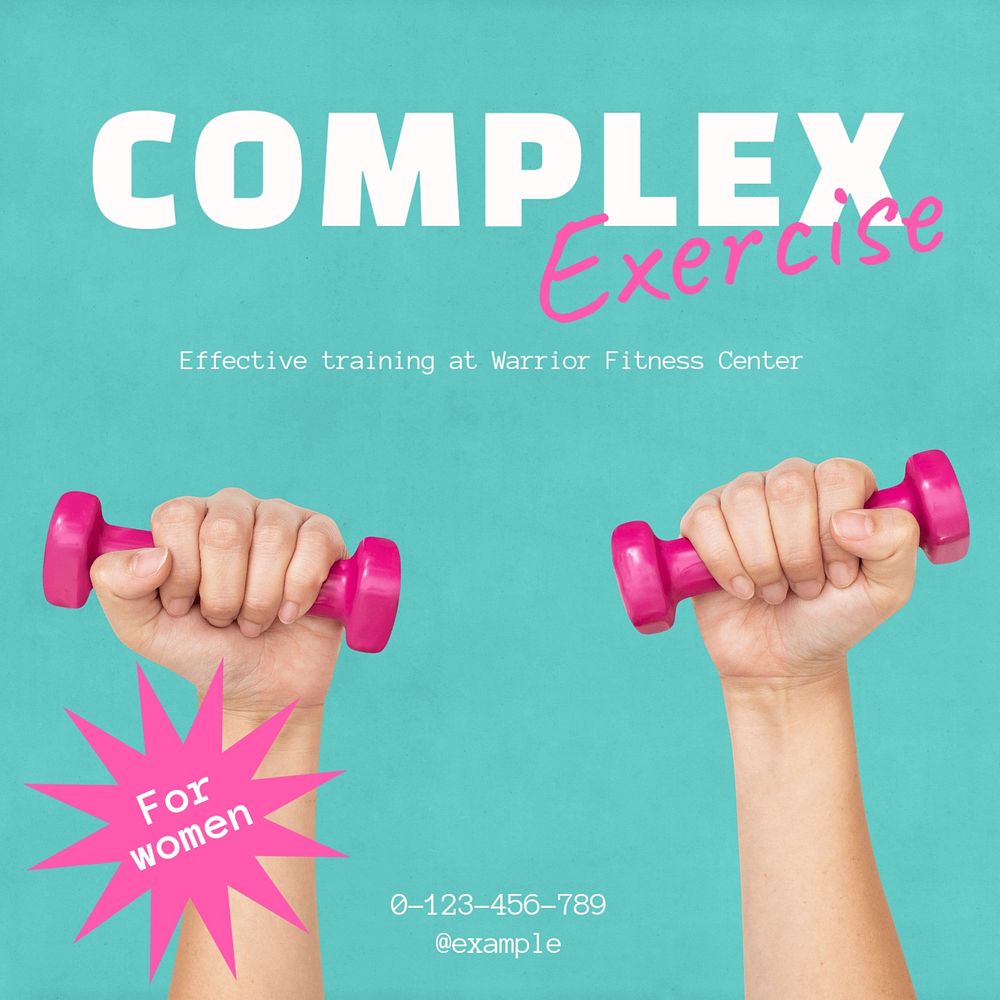 Complex exercise Instagram post template, editable text