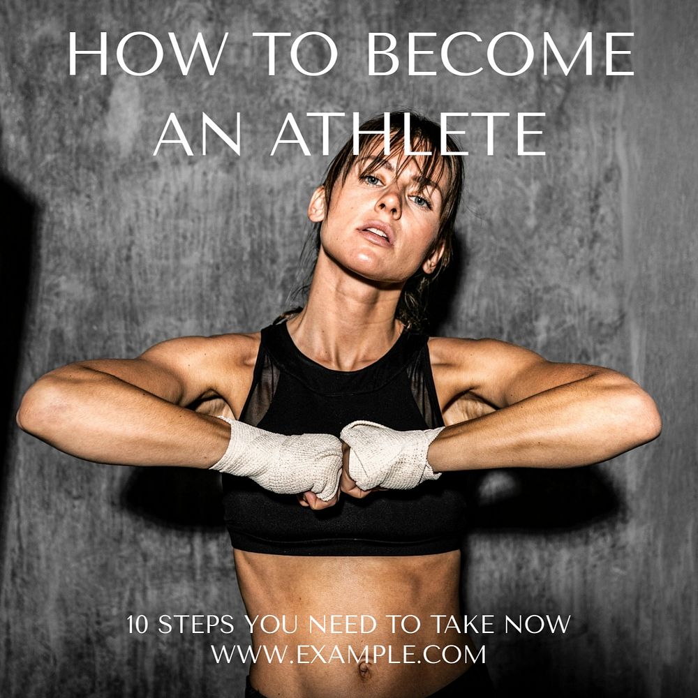 Become an athlete Instagram post template, editable text