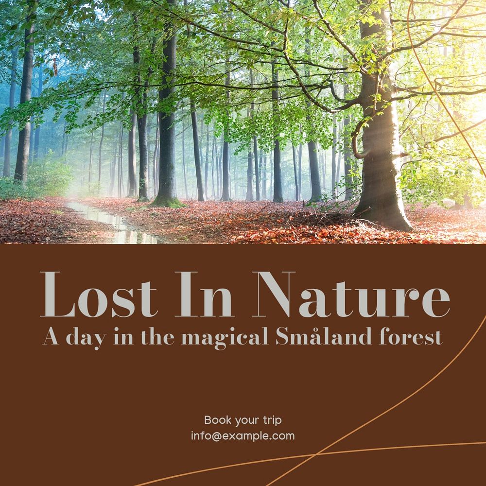 Lost in nature Instagram post template, editable text