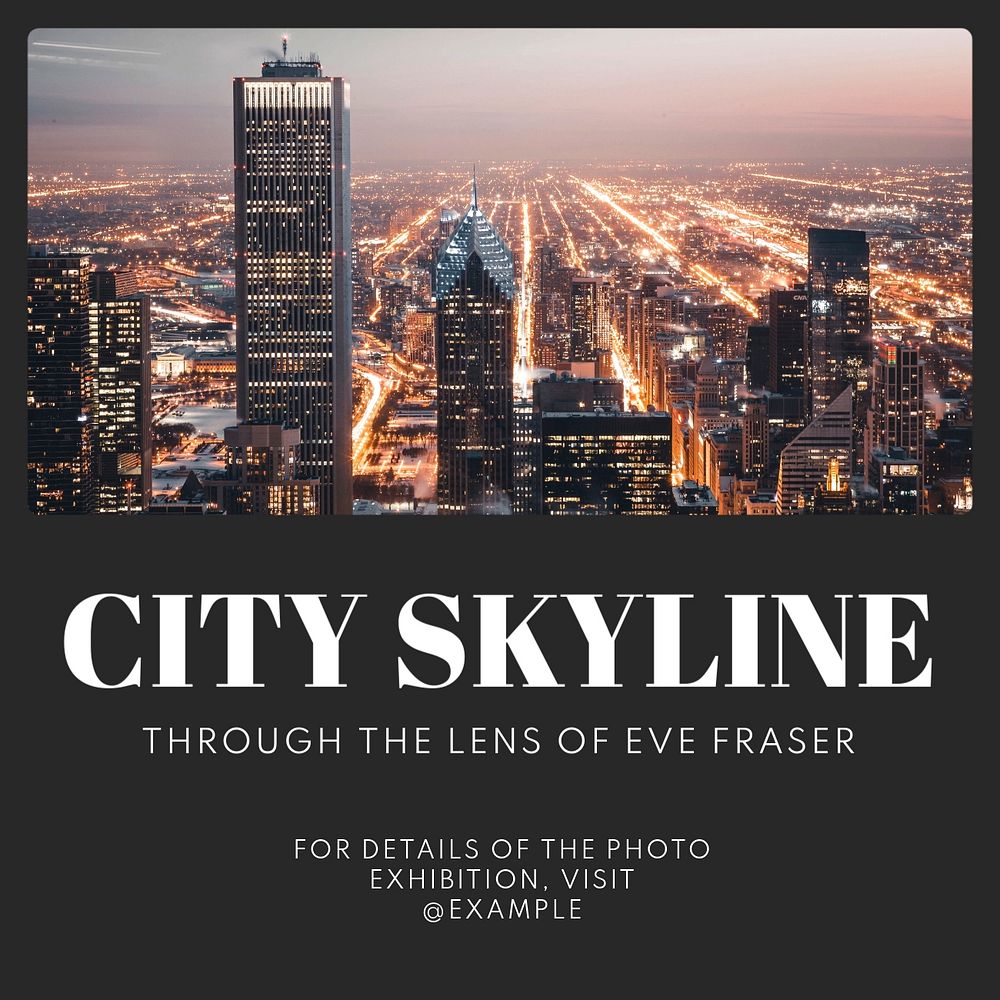 City skyline Instagram post template, editable text