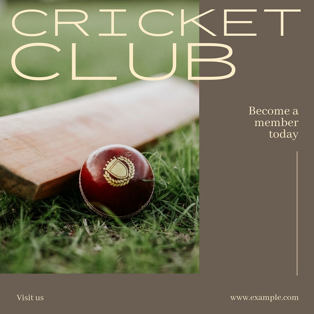 Cricket club Instagram post template, editable text