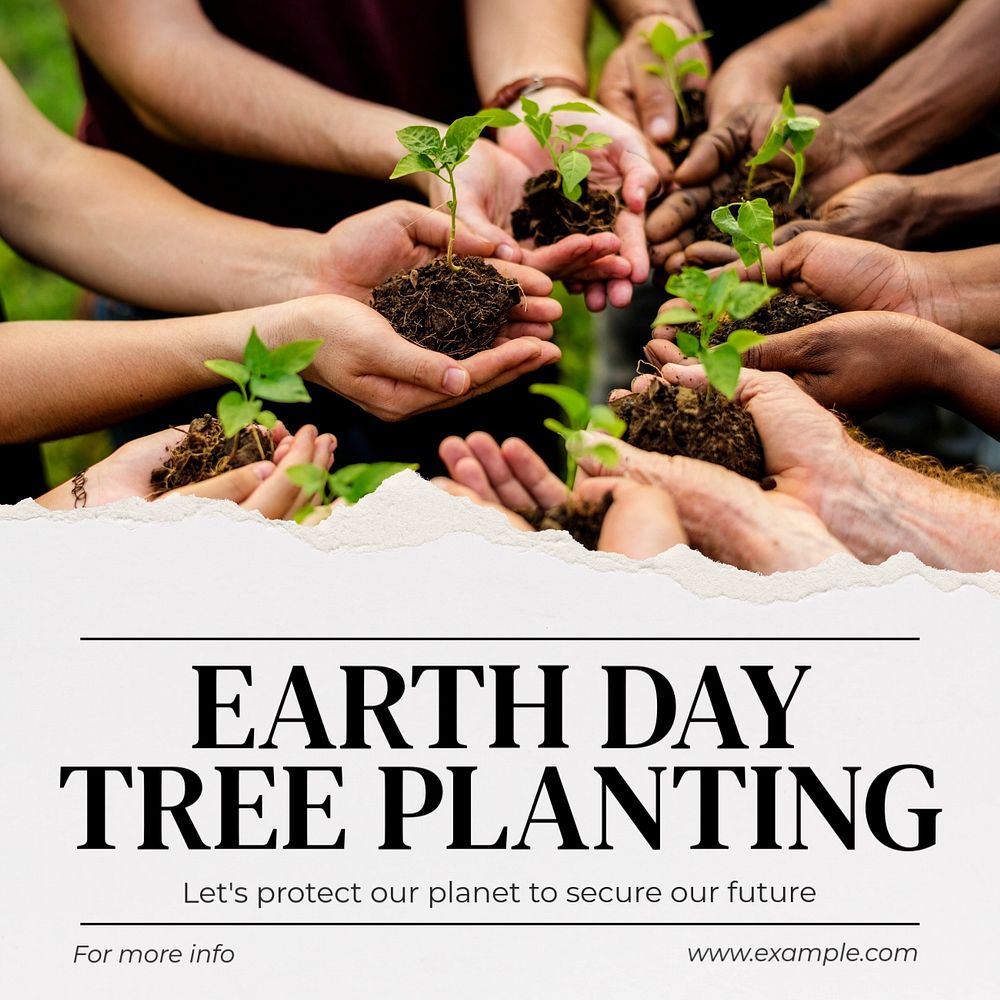 Earth day & tree Instagram post template, editable text