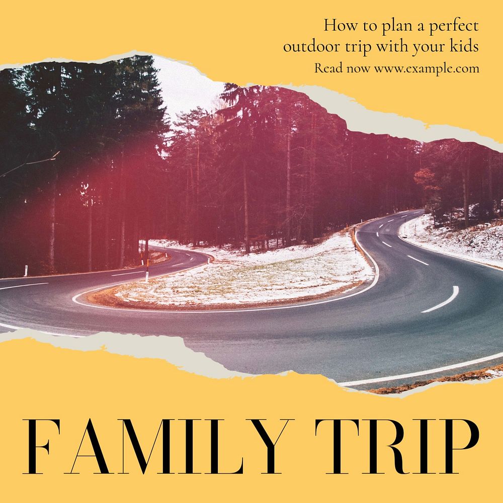 Family trip Instagram post template, editable text