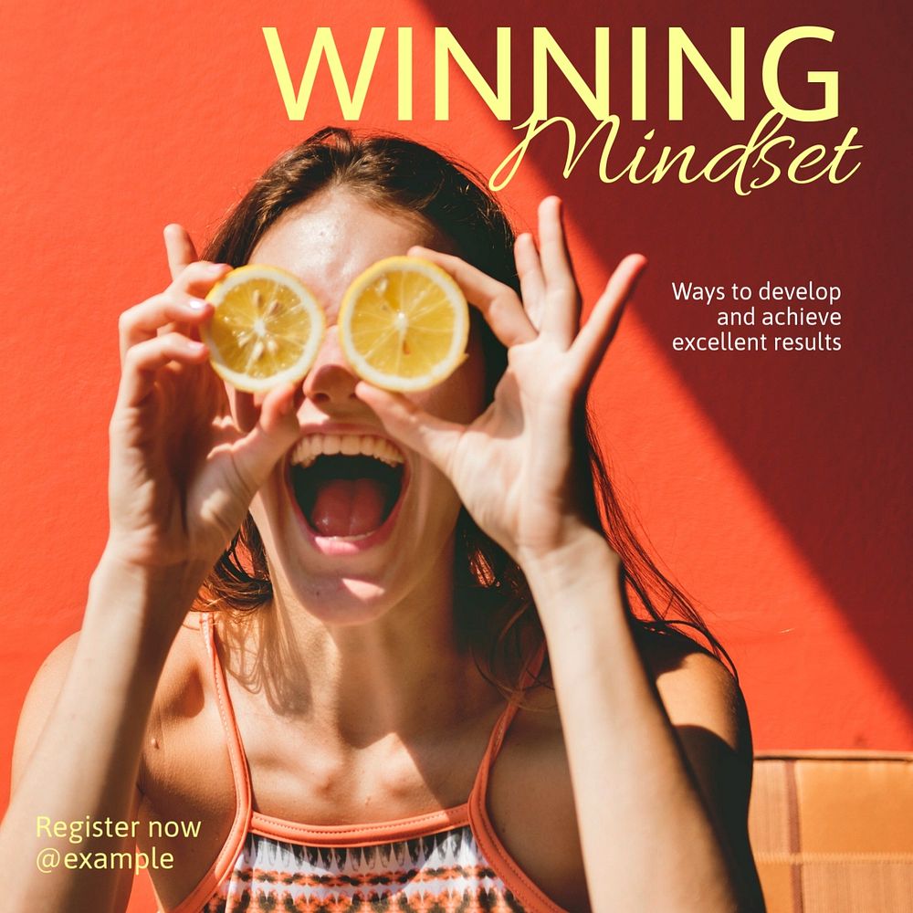 Winning mindset Instagram post template, editable text