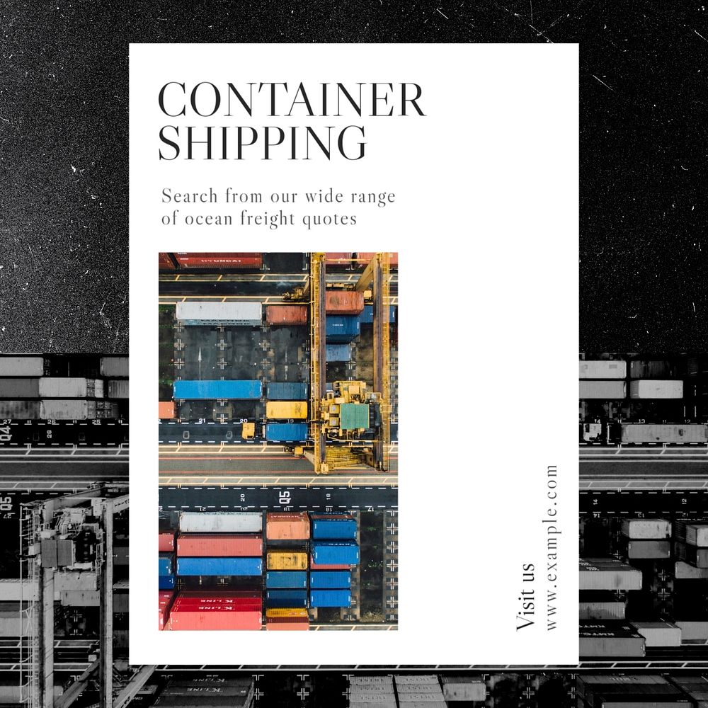 Container shipping Instagram post template, editable text