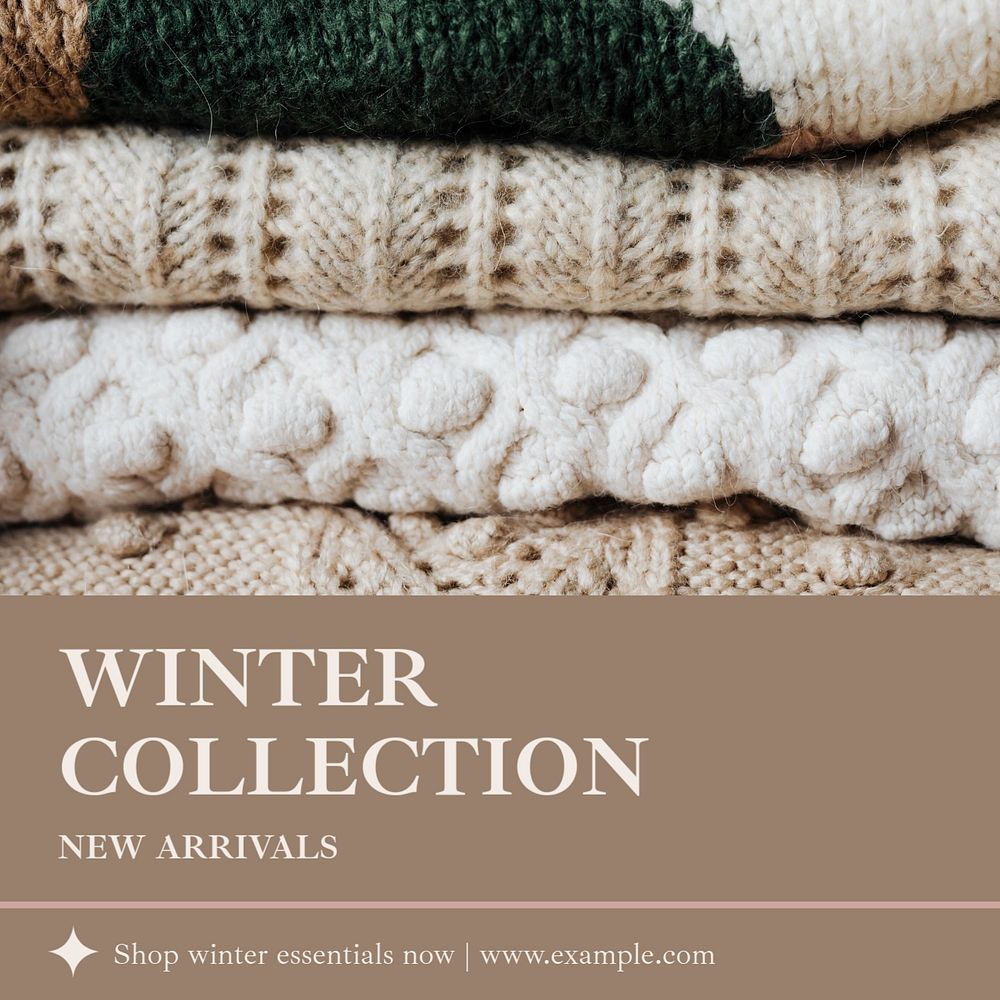 Winter collection Instagram post template, editable text