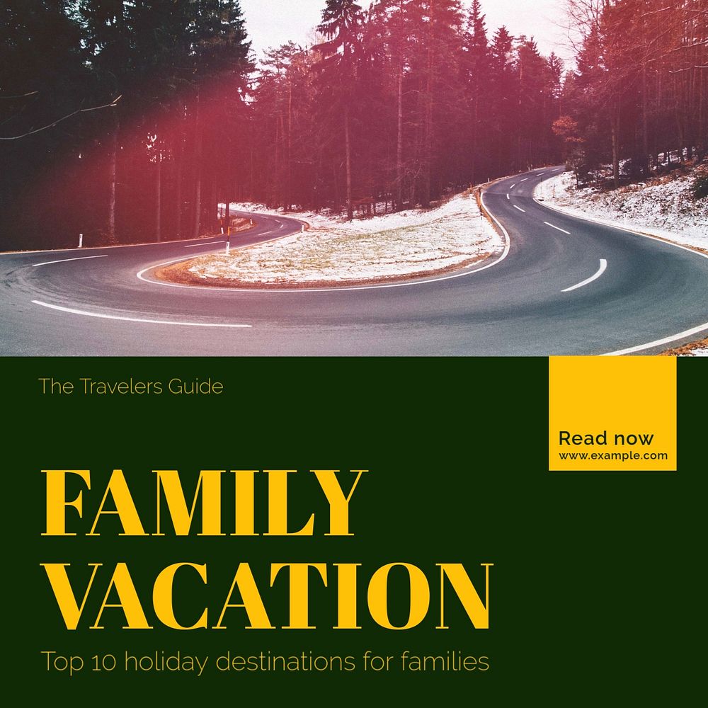 Family vacation Instagram post template, editable text