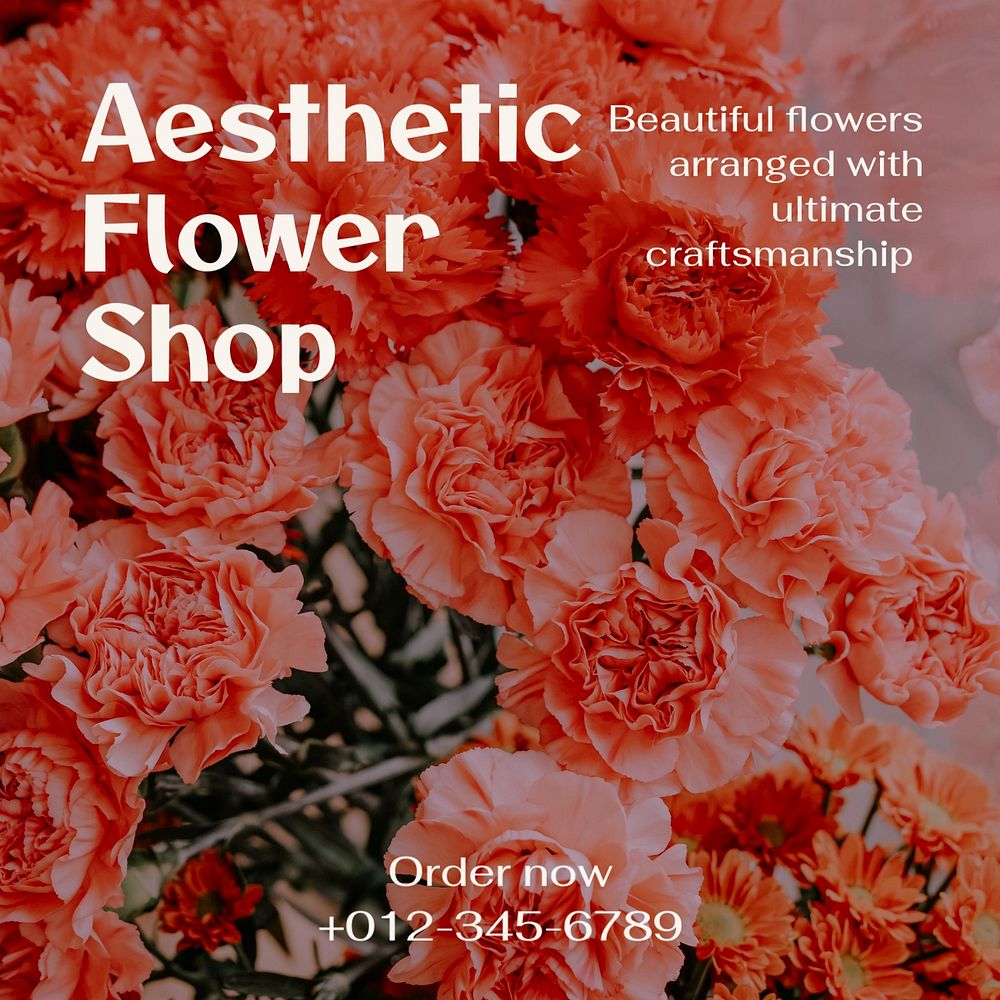 Flower shop Instagram post template, editable text