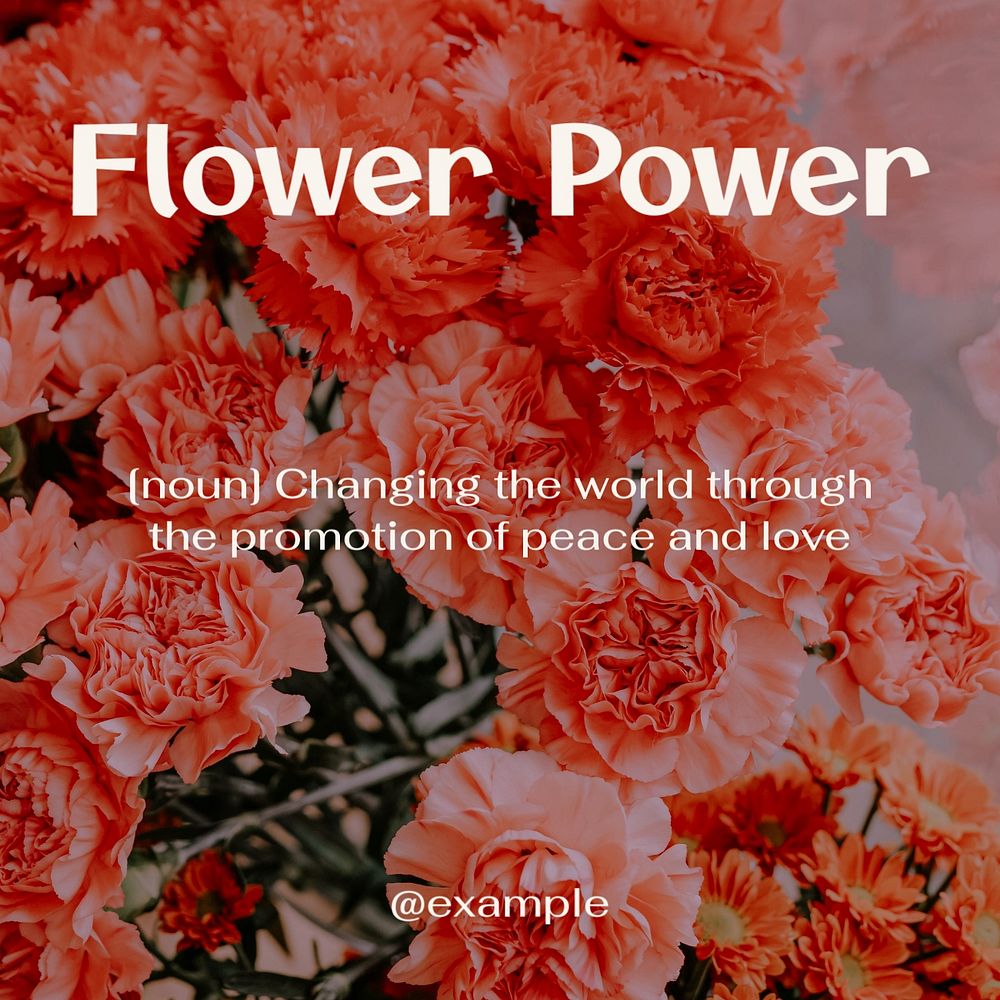 Flower power Instagram post template, editable text