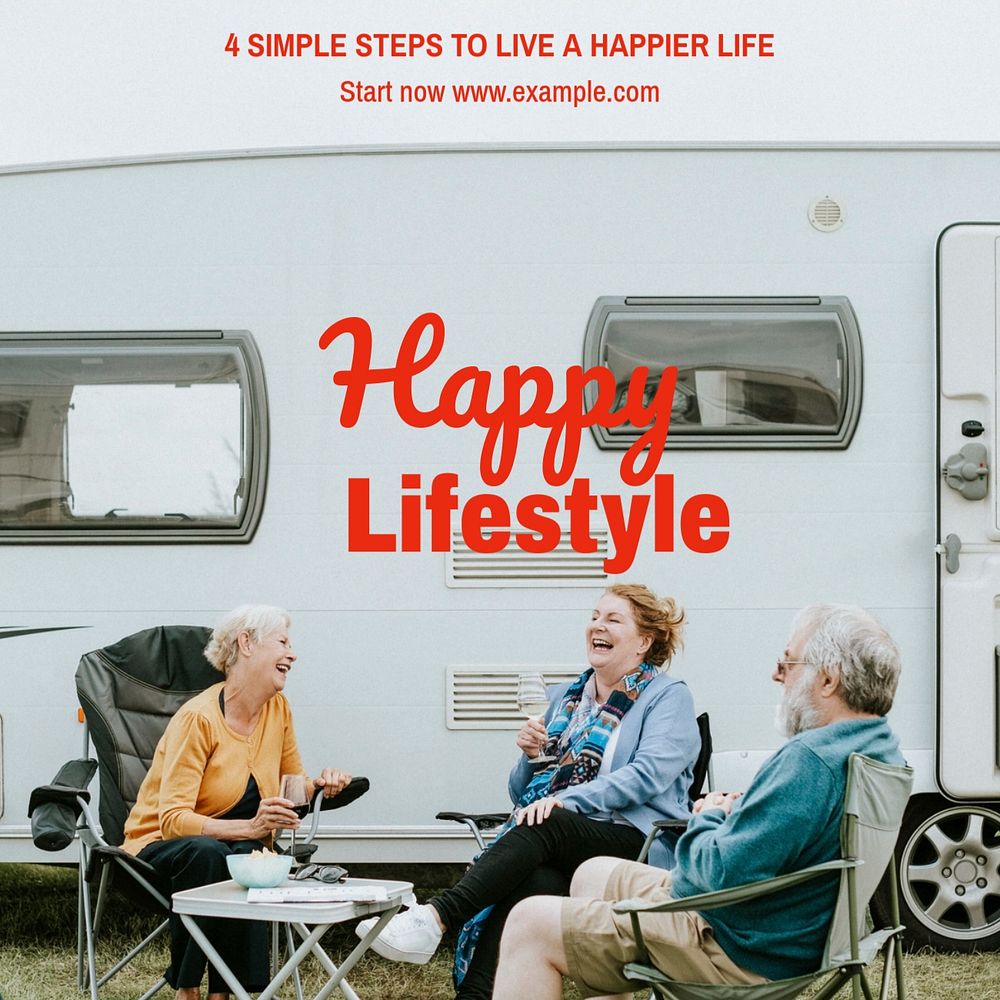 Happy lifestyle Instagram post template, editable text