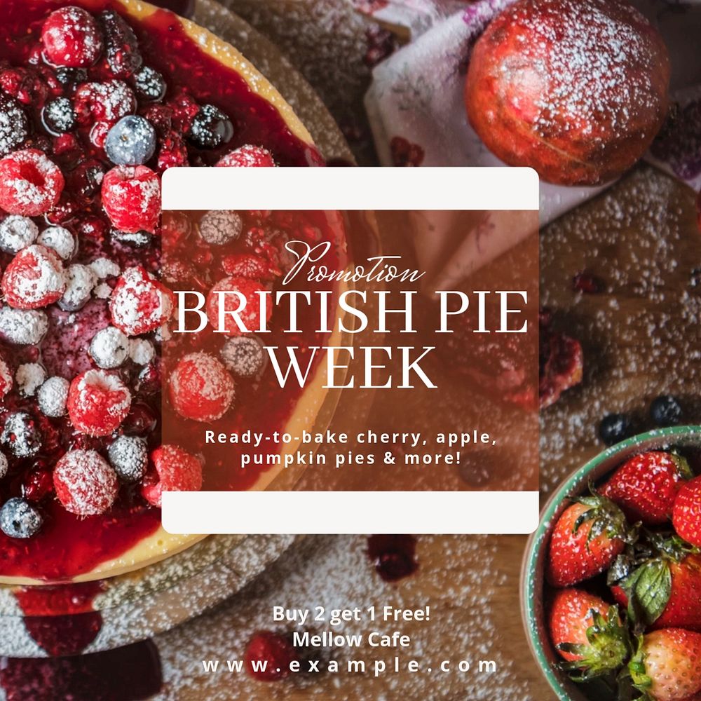 Pie week Instagram post template, editable text