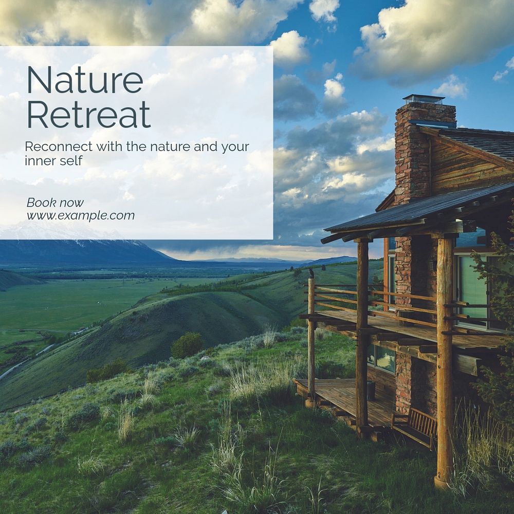 Nature retreat Instagram post template, editable text