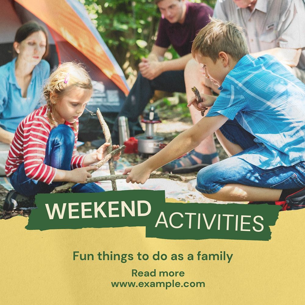 Family activities Instagram post template, editable text