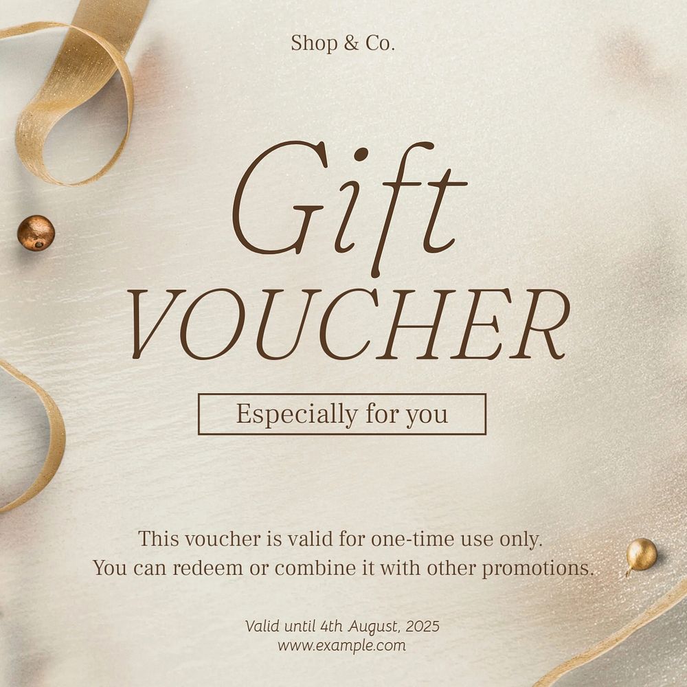 Gift voucher Instagram post template, editable text