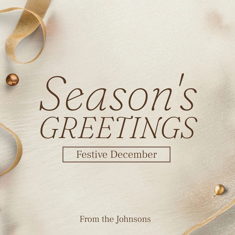 Season's Greetings Instagram post template, editable text