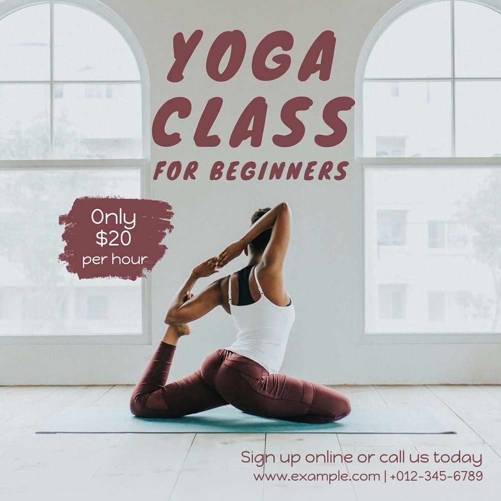 Yoga class Instagram post template, editable text